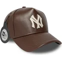 new-era-new-york-yankees-mlb-9forty-e-frame-img-leather-verstellbare-braune-kappe