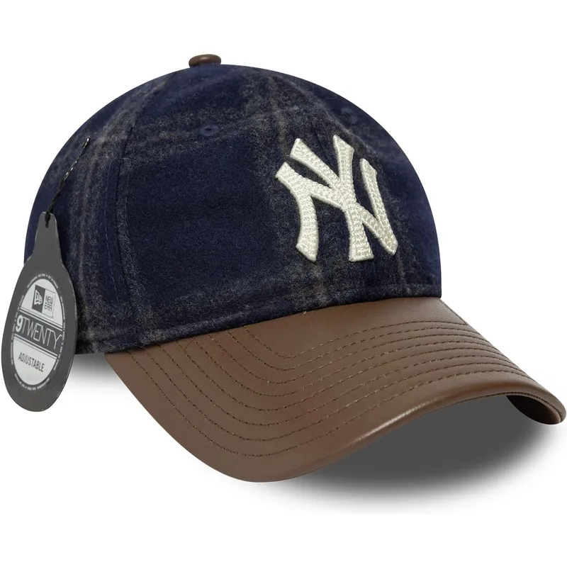 gorra-curva-azul-marino-y-marron-ajustable-9twenty-img-loden-leather-de-new-york-yankees-mlb-de-new-era