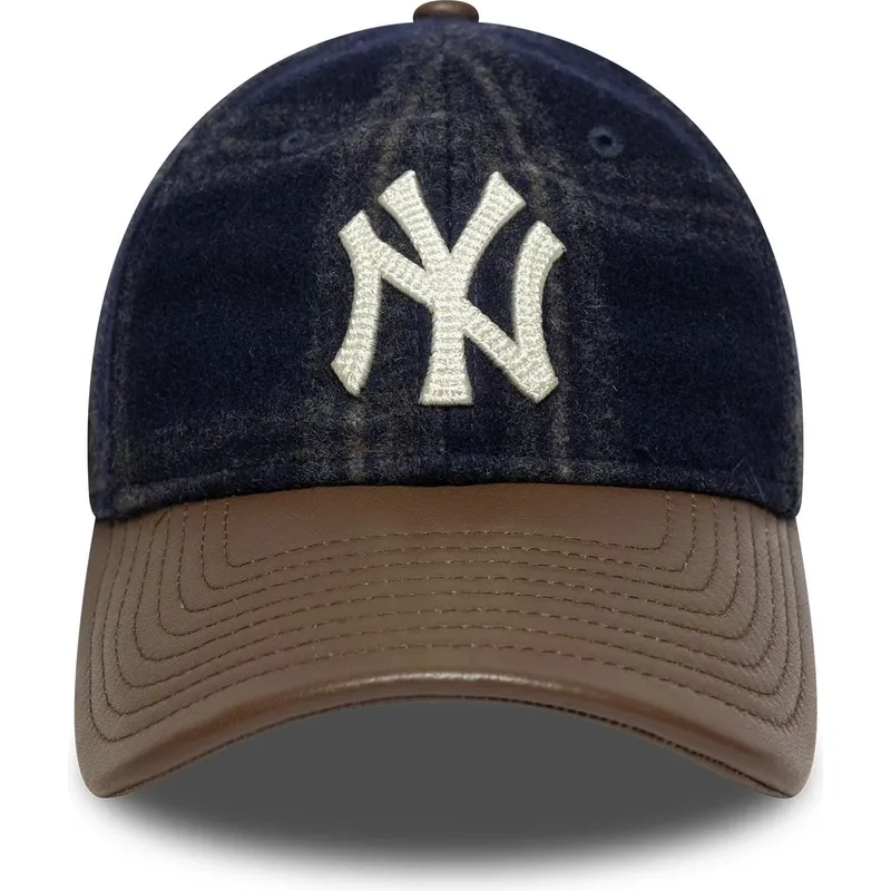 bojd-keps-marinbla-och-brun-justerbar-9twenty-img-loden-leather-fran-new-york-yankees-mlb-av-new-era