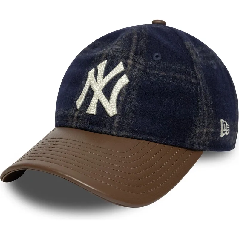 gorra-curva-azul-marino-y-marron-ajustable-9twenty-img-loden-leather-de-new-york-yankees-mlb-de-new-era