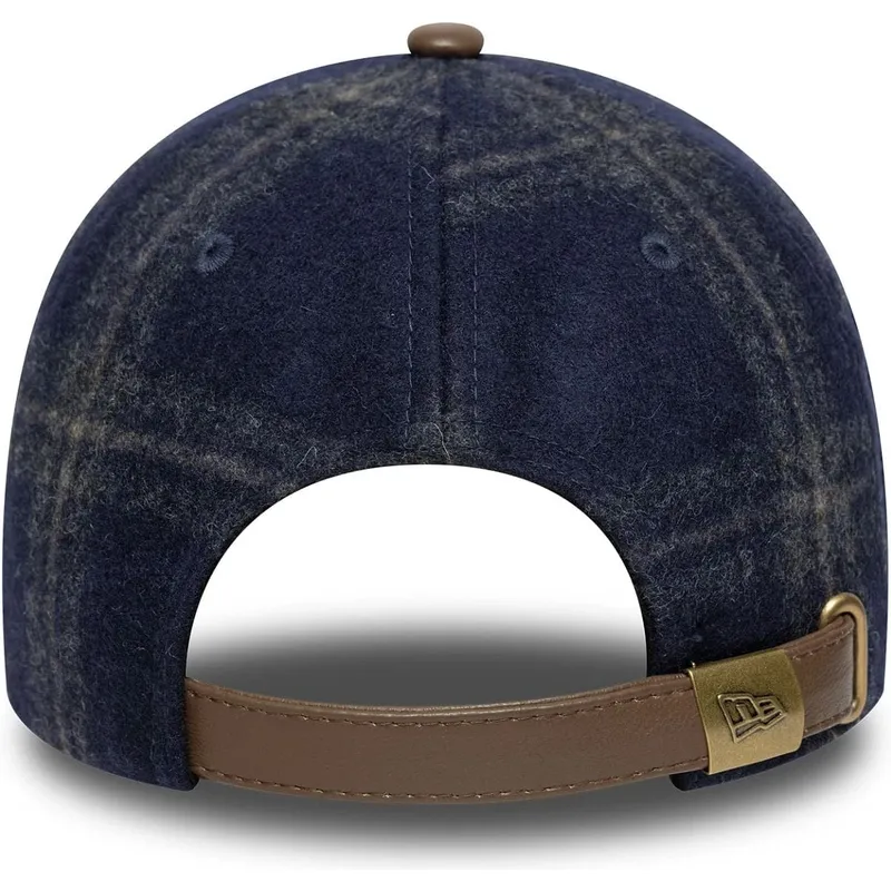 gebogene-marineblau-und-braune-verstellbare-kappe-9twenty-img-loden-leather-von-new-york-yankees-mlb-von-new-era