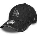 schwarze-verstellbare-damenkappe-9forty-sequin-denim-los-angeles-dodgers-mlb-von-new-era
