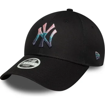 Svart böjd justerbar keps för dam 9FORTY Metallic Logo från New York Yankees MLB av New Era