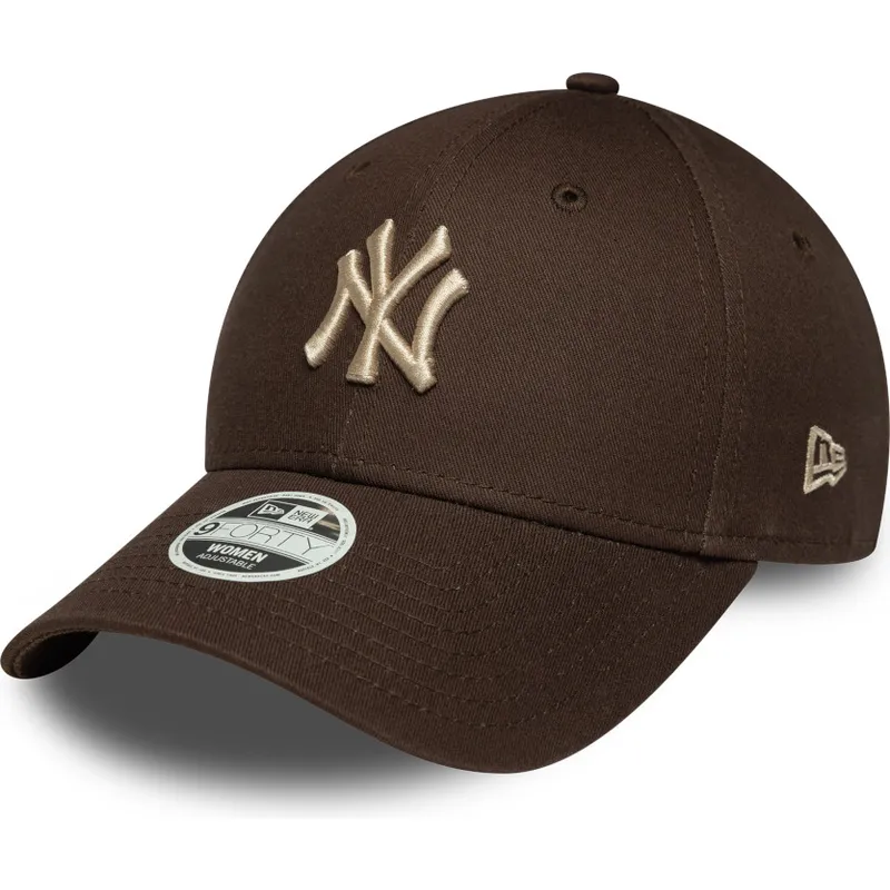 brun-bojd-justerbar-keps-for-dam-med-beige-logotyp-9forty-league-essential-fran-new-york-yankees-mlb-av-new-era