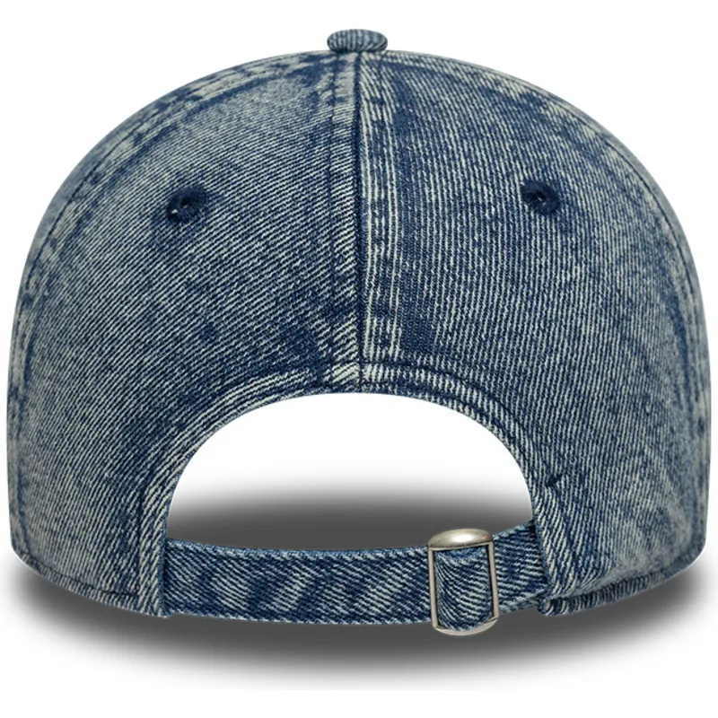 blaue-gebogene-verstellbare-damen-kappe-9twenty-denim-der-los-angeles-dodgers-mlb-von-new-era