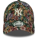 mehrfarbige-gebogene-verstellbare-damenkappe-9twenty-floral-der-new-york-yankees-mlb-von-new-era