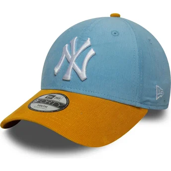 Gorra curva azul y marrón ajustable para niño 9FORTY Cord de New York Yankees MLB de New Era