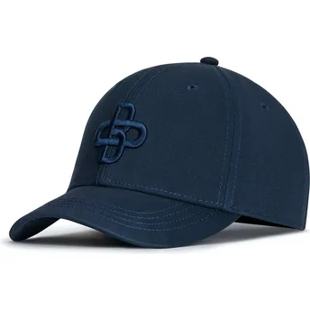 Justerbar marinblå böjd keps med marinblå logotyp Baseball Peach OBL055 från Oblack