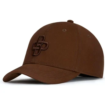 Gorra curva marrón ajustable con logo marrón Baseball Peach OBL061 de Oblack