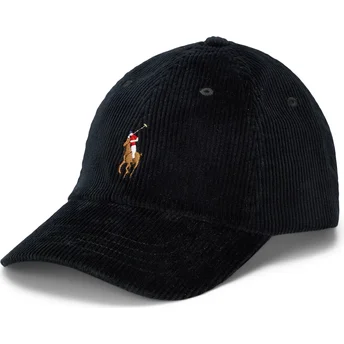 Schwarze, verstellbare, gebogene Kappe Classic Sport Corduroy von Polo Ralph Lauren