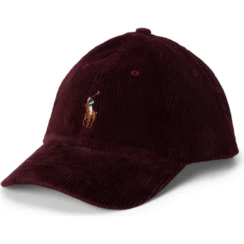 Verstellbare bordeauxfarbene Kord-Cap Classic Sport von Polo Ralph Lauren