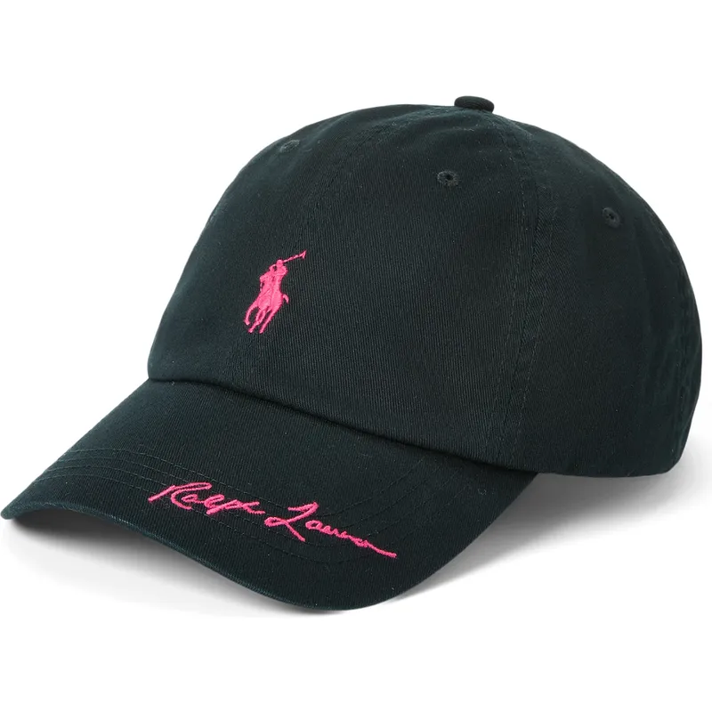 polo-ralph-lauren-curved-brim-pink-pony-twill-black-adjustable-cap