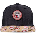 schwarze-und-mehrfarbige-snapback-kappe-fur-jungen-lucky-cat-linen-rev-von-djinns