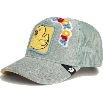 Trucker-Cap grau und gelb Ente Duck Off Ducking Autocorrect Happy Thoughts The Farm von Goorin Bros.