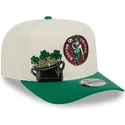 beige-und-grune-gebogene-snapback-kappe-9fifty-a-frame-precurved-hardwood-classics-der-boston-celtics-nba-von-new-era
