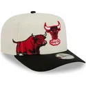 beige-und-schwarze-snapback-9fifty-a-frame-precurved-hardwood-classics-kappe-der-chicago-bulls-nba-von-new-era