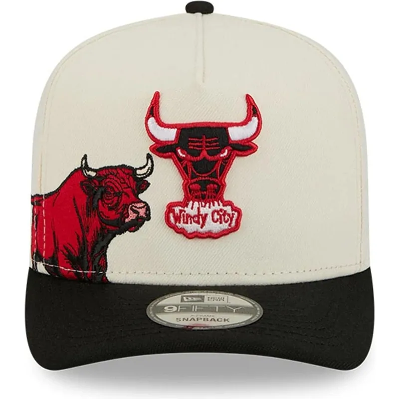 beige-och-svart-bojd-keps-snapback-9fifty-a-frame-precurved-hardwood-classics-fran-chicago-bulls-nba-av-new-era