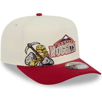 Beige och röd böjd keps snapback 9FIFTY A Frame Precurved Hardwood Classics från Denver Nuggets NBA av New Era