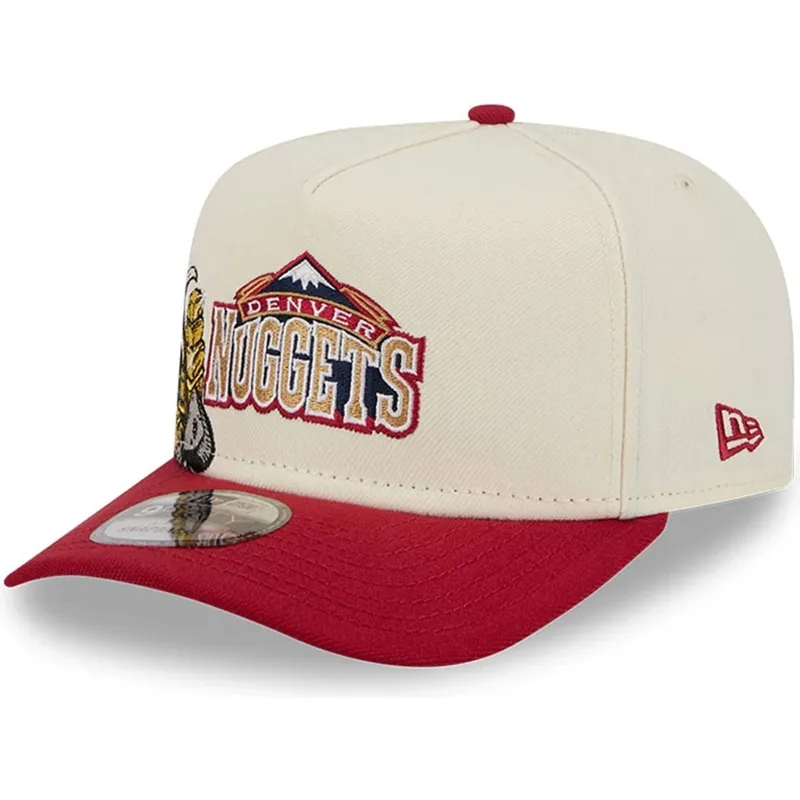 beige-und-rote-gebogene-snapback-kappe-9fifty-a-frame-precurved-hardwood-classics-der-denver-nuggets-nba-von-new-era
