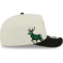 new-era-curved-brim-9fifty-a-frame-precurved-hardwood-classics-milwaukee-bucks-nba-beige-and-black-snapback-cap