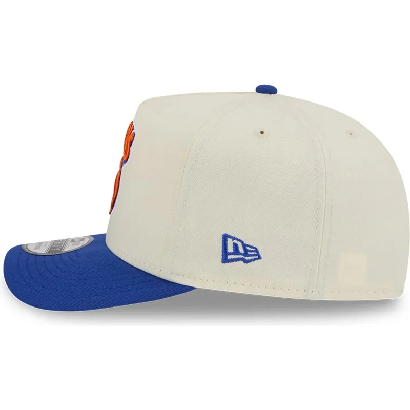 beige-und-blaue-gebogene-snapback-kappe-9fifty-a-frame-precurved-hardwood-classics-der-new-york-knicks-nba-von-new-era