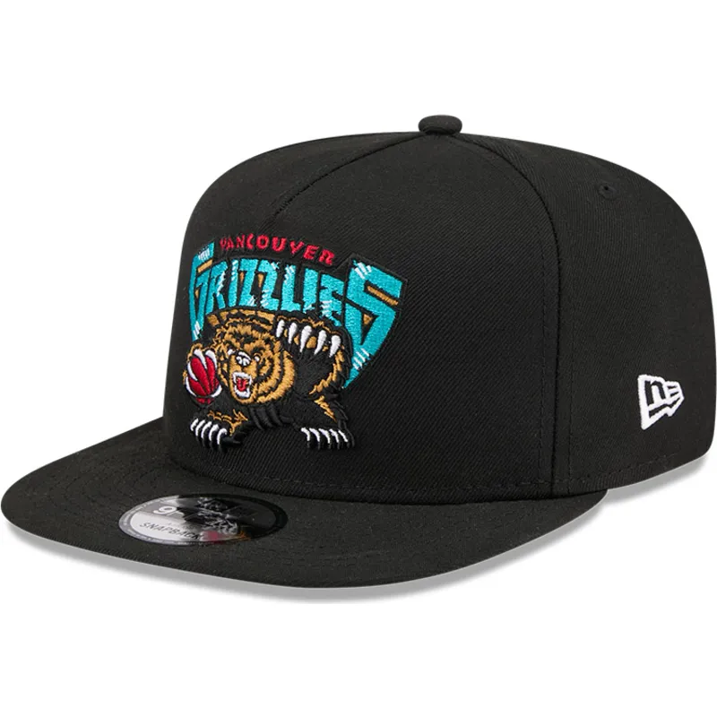 schwarze-flache-snapback-kappe-9fifty-a-frame-hardwood-classics-der-vancouver-grizzlies-nba-von-new-era