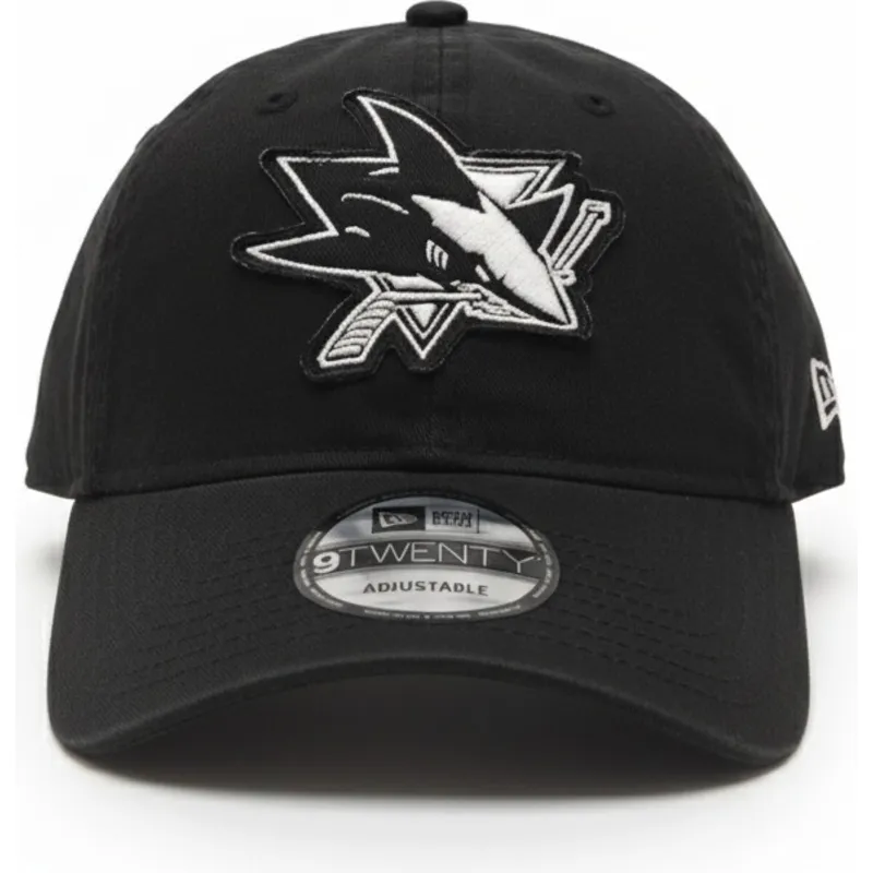 schwarze-verstellbare-gebogene-kappe-9twenty-stamp-der-san-jose-sharks-nhl-von-new-era