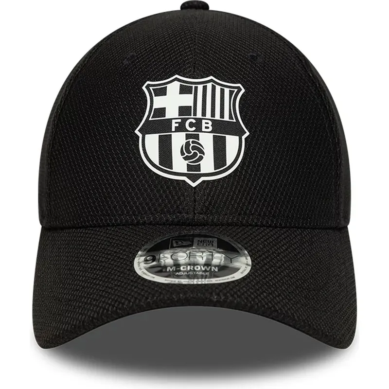 schwarze-snapback-kappe-mit-gebogenem-schirm-fc-barcelona-laliga-9forty-m-crown-diamond-era-von-new-era
