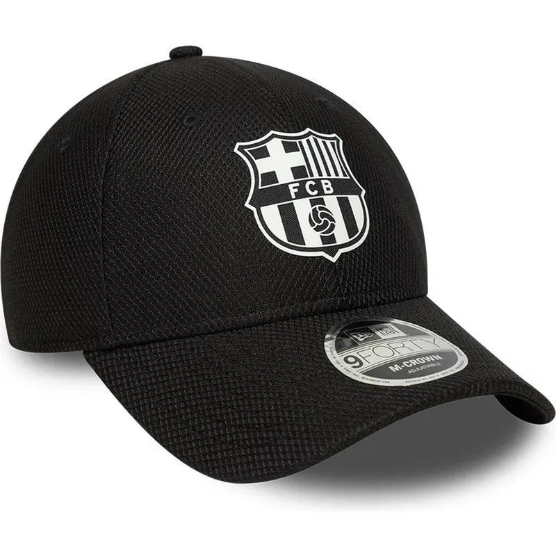 schwarze-snapback-kappe-mit-gebogenem-schirm-fc-barcelona-laliga-9forty-m-crown-diamond-era-von-new-era