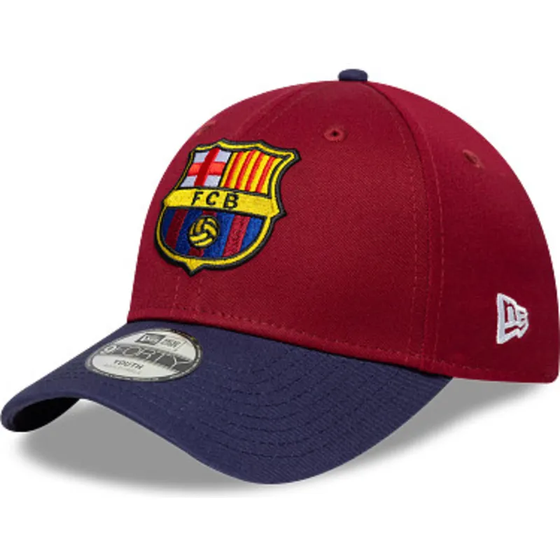 rote-und-blaue-verstellbare-curved-cap-fur-kinder-von-fc-barcelona-laliga-9forty-contrast-von-new-era