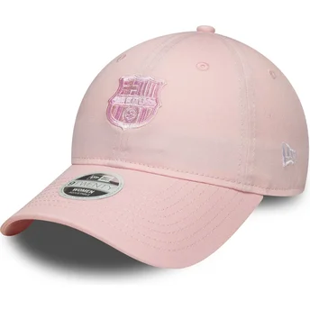 Gorra curva rosa ajustable para mujer con logo rosa de FC Barcelona LALIGA 9TWENTY de New Era