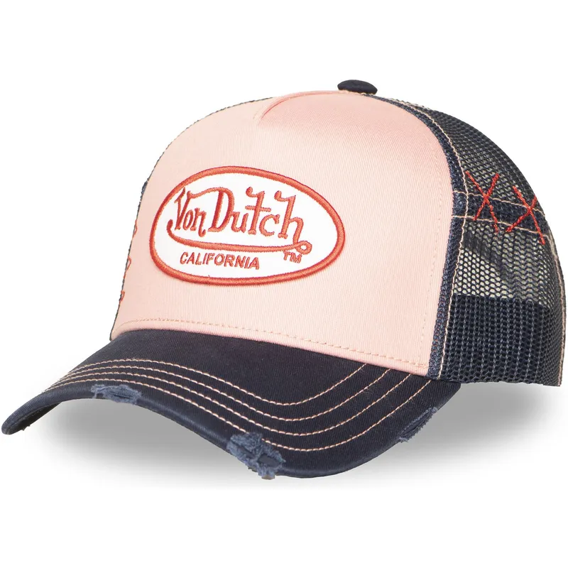 von-dutch-used-10-pink-and-navy-blue-trucker-hat