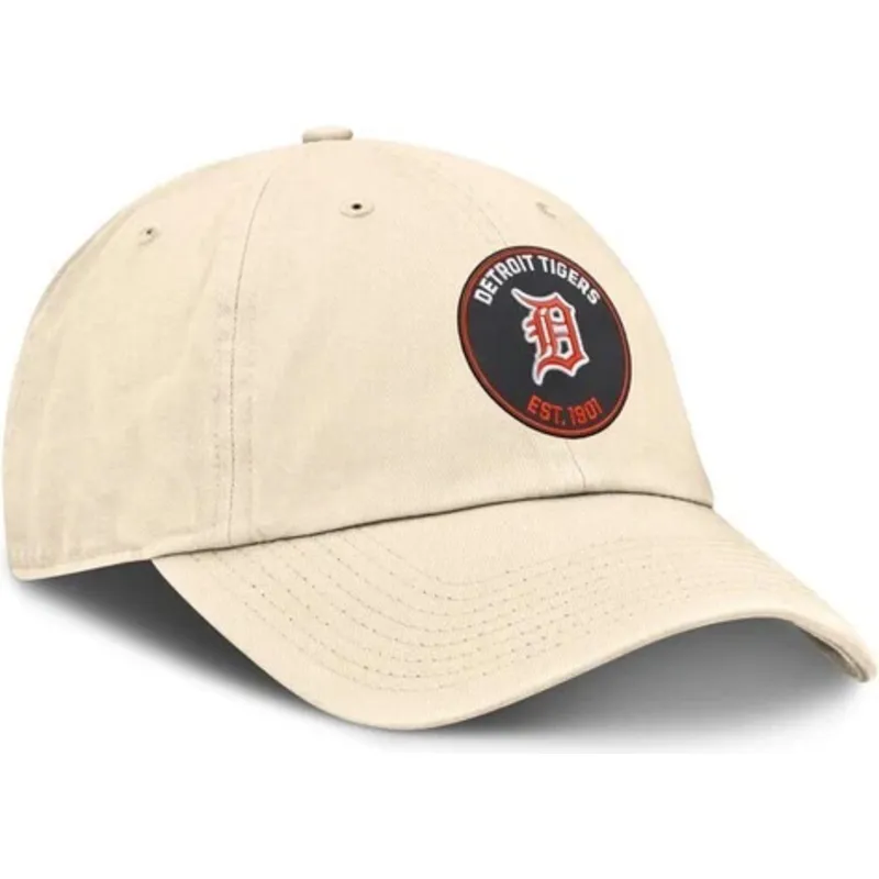 beige-verstellbare-curved-cap-club-unstructured-organic-cotton-der-detroit-tigers-mlb-von-nike