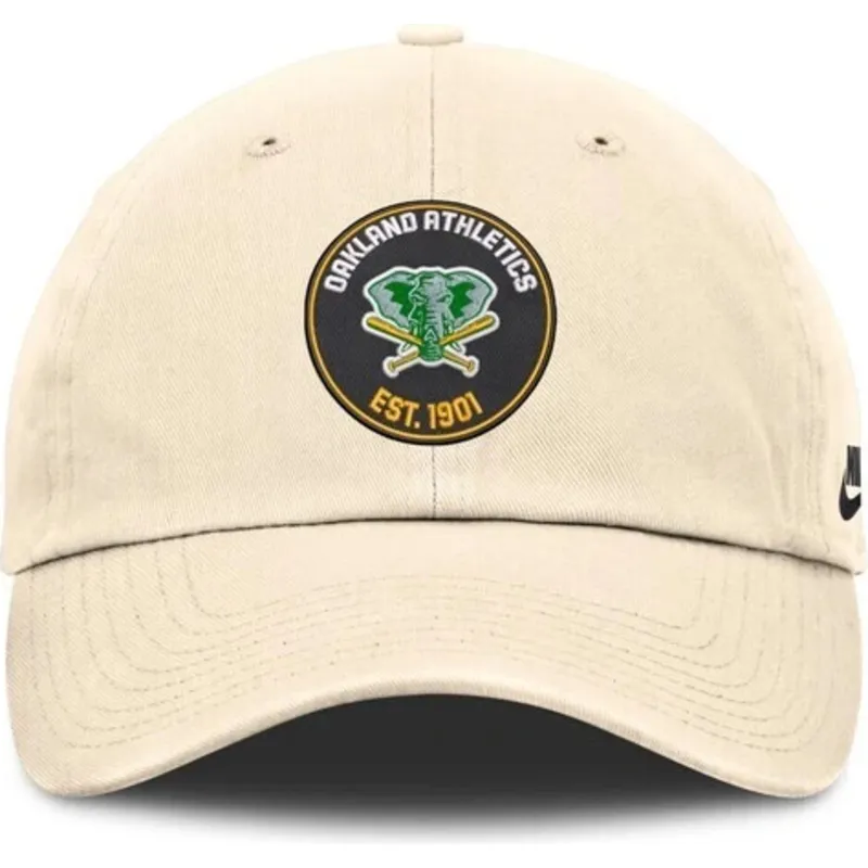 beige-verstellbare-curved-cap-club-unstructured-organic-cotton-der-oakland-athletics-mlb-von-nike