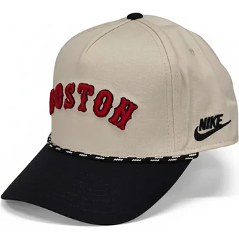 Beige und schwarze gebogene Snapback-Kappe Rise Structured der Boston Red Sox MLB von Nike