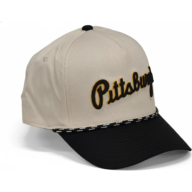 beige-und-schwarze-snapback-cap-rise-structured-der-pittsburgh-pirates-mlb-von-nike