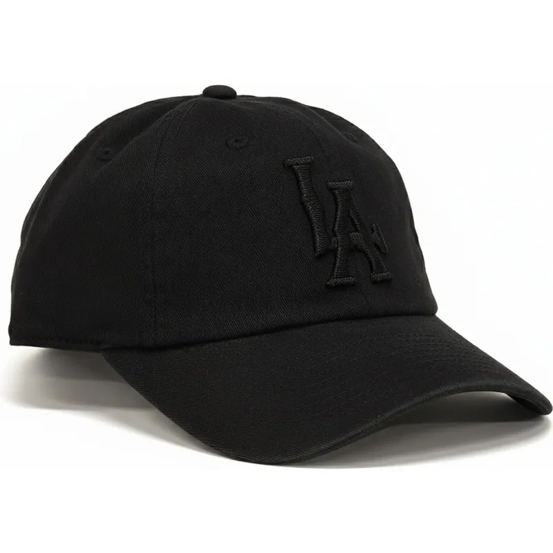 schwarze-verstellbare-kappe-mit-gebogenem-schirm-und-schwarzem-los-angeles-dodgers-ballpark-logo-von-american-needle