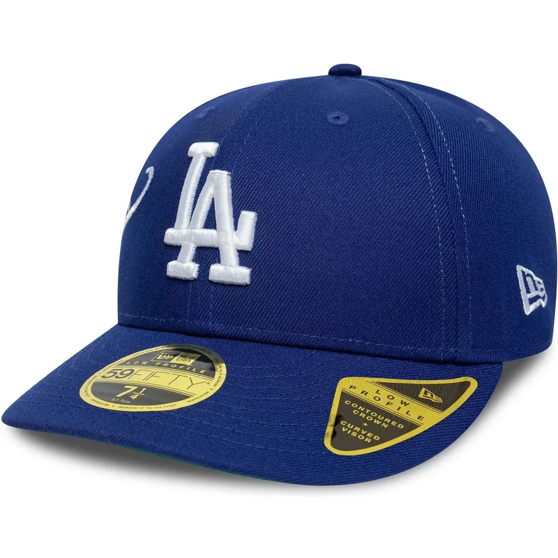 blaue-gebogene-verstellbare-59fifty-low-profile-precurved-est-script-kappe-der-los-angeles-dodgers-mlb-von-new-era