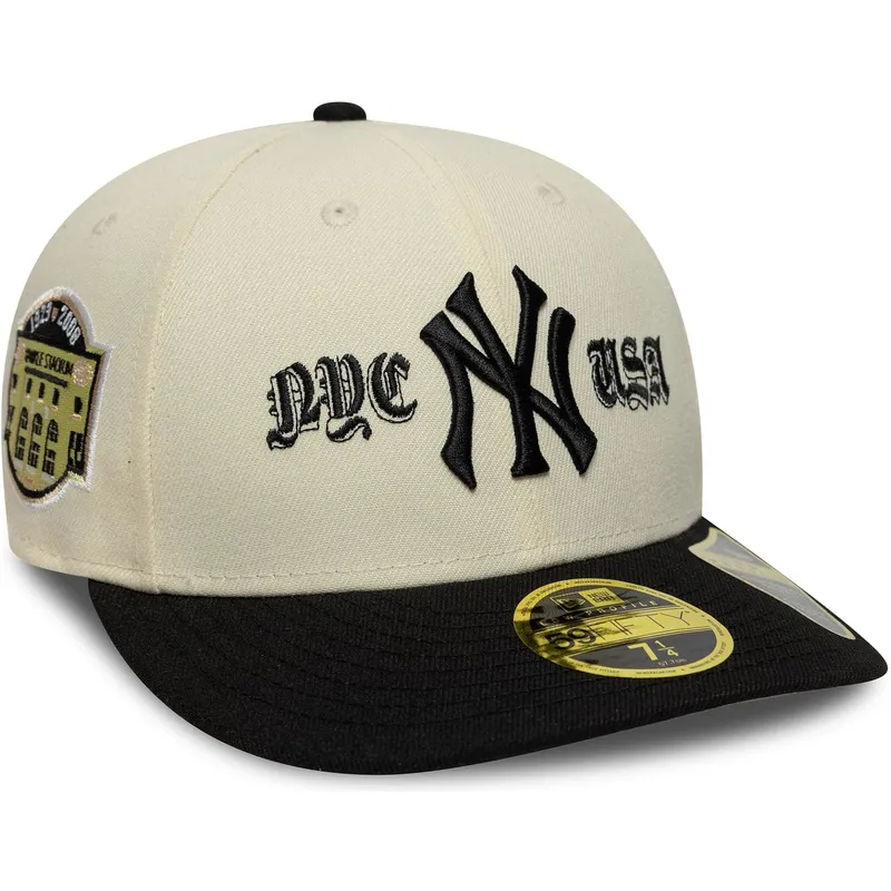 beige-och-svart-bojd-keps-justerbar-59fifty-low-profile-precurved-coops-fran-new-york-yankees-mlb-av-new-era