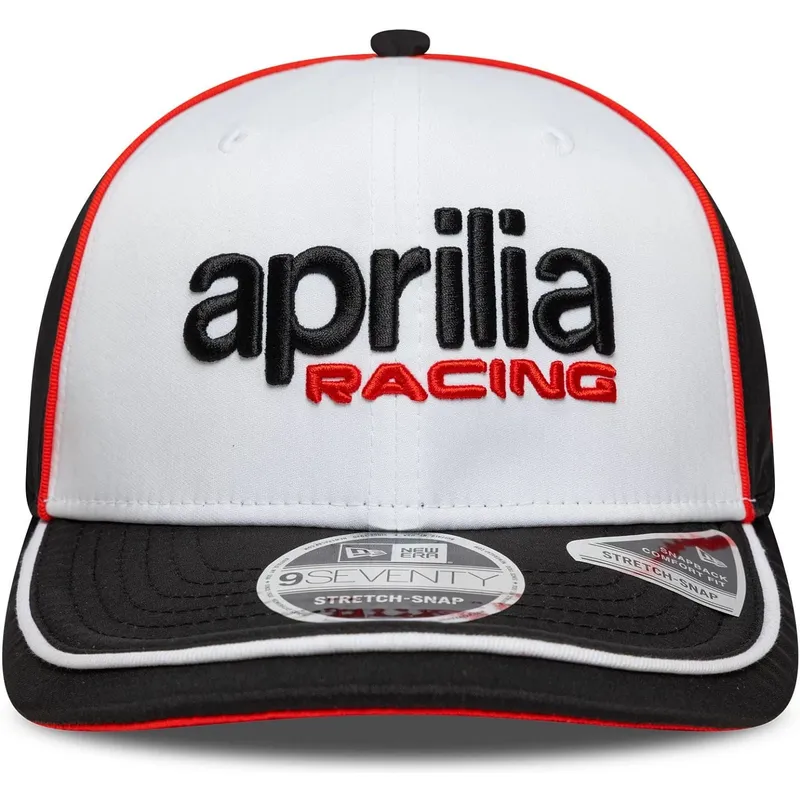weisse-und-schwarze-gebogene-kappe-snapback-9seventy-stretch-snap-aprilia-piaggio-von-new-era