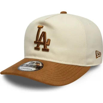 Gorra curva beige y marrón ajustable 9FIFTY A Frame Suede Visor de Los Angeles Dodgers MLB de New Era