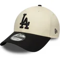 new-era-curved-brim-9forty-colour-block-los-angeles-dodgers-mlb-beige-and-black-adjustable-cap