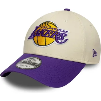 Sapkák ívelt bézs állítható pánt 9FORTY Colour Block Los Angeles Lakers NBA New Era