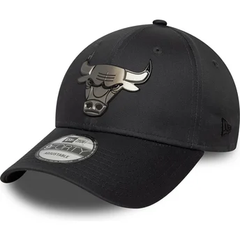 Grå kurvad keps snapback 9FORTY Metallic från Chicago Bulls NBA av New Era