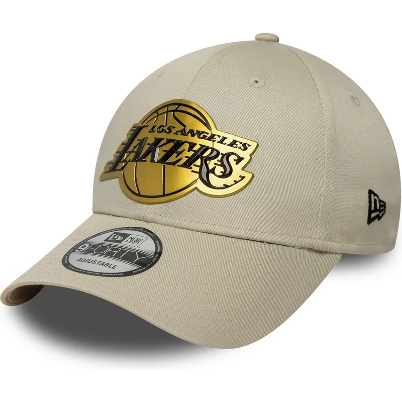 beige-gebogene-snapback-kappe-9forty-metallic-der-los-angeles-lakers-nba-von-new-era