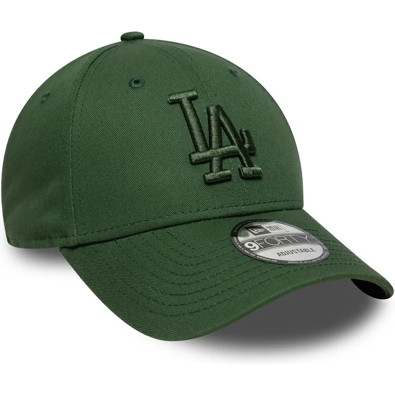grune-verstellbare-curved-cap-mit-grunem-logo-9forty-league-essential-der-los-angeles-dodgers-mlb-von-new-era