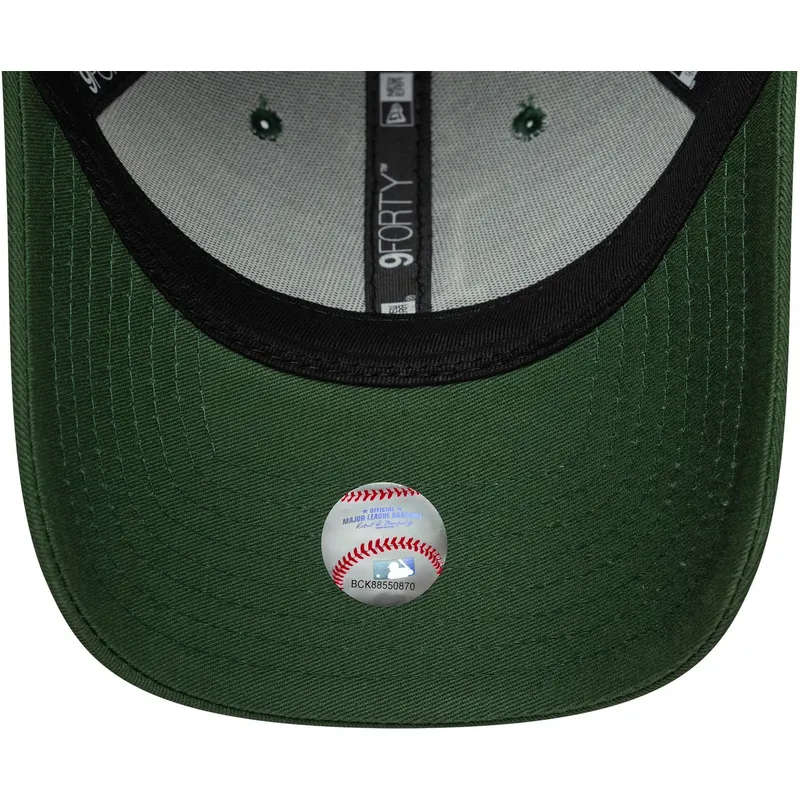new-era-curved-brim-green-logo-9forty-league-essential-los-angeles-dodgers-mlb-green-adjustable-cap
