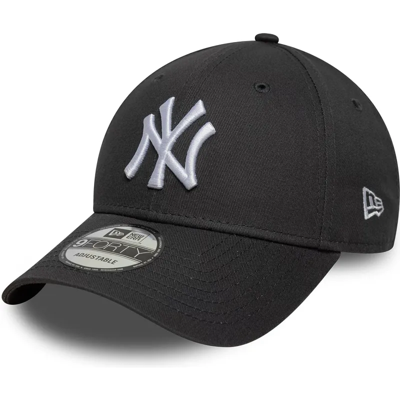 graue-verstellbare-curved-cap-9forty-league-essential-der-new-york-yankees-mlb-von-new-era