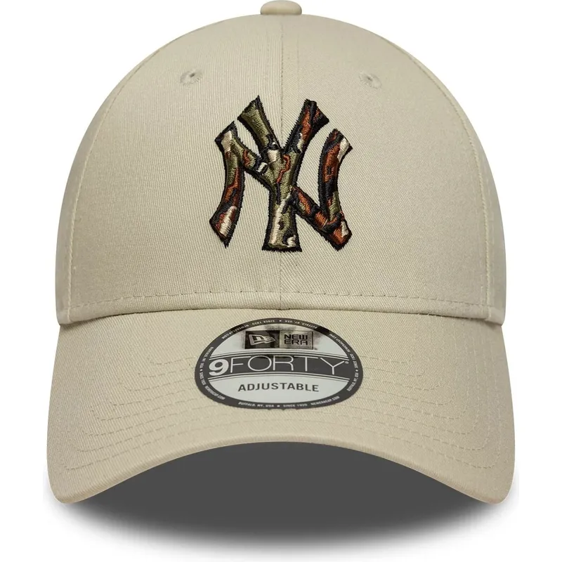 beige-gebogene-verstellbare-kappe-9forty-camo-infill-der-new-york-yankees-mlb-von-new-era
