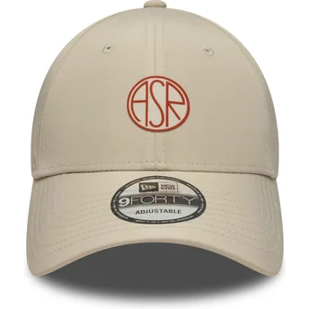 Gorra curva beige ajustable 9FORTY Streetweear de Associazione Sportiva Roma Serie A de New Era